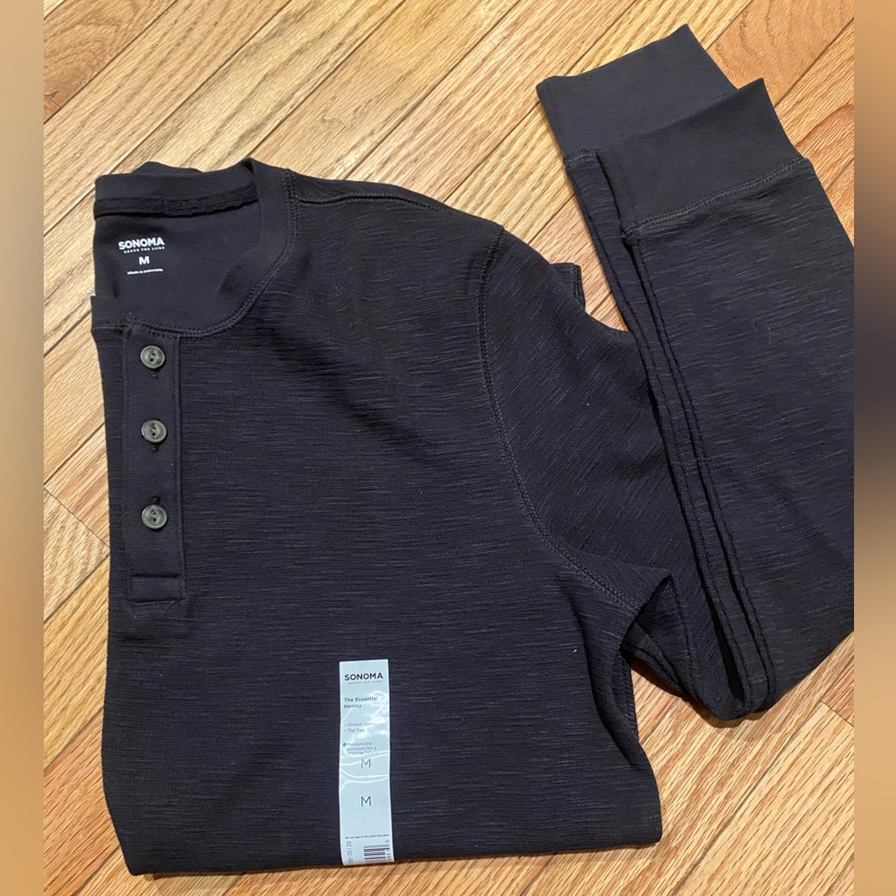 Sonoma Men's Long Sleeve Black Henley
